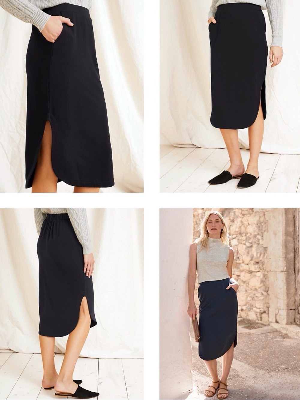 GARNET HILL Ultraflattering & Comfortable French Terry Easy Knit Skirt NWT S